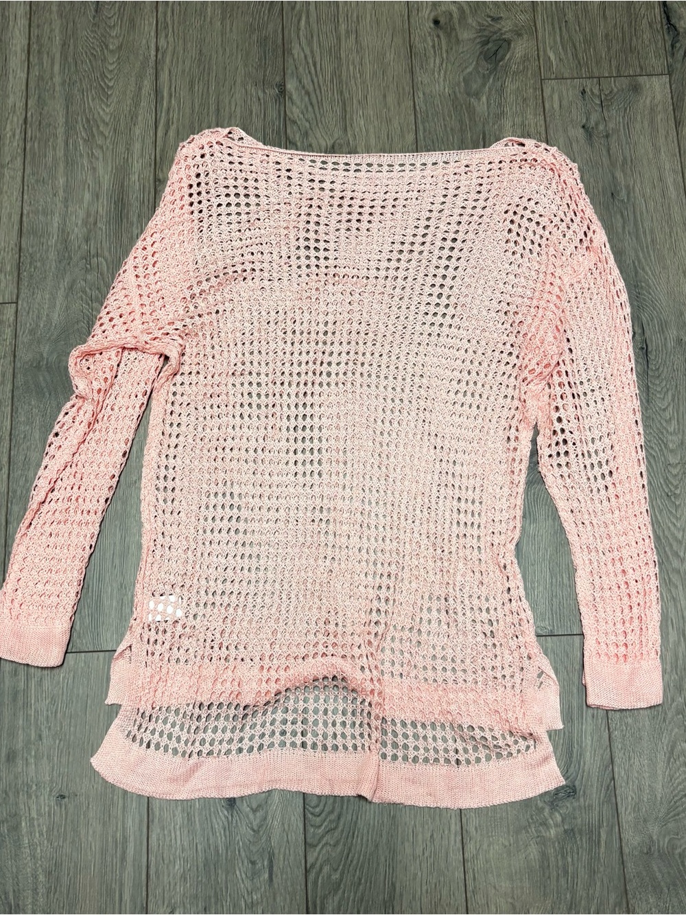 Open knit long sleeve swimsuit coverup sweater crochet